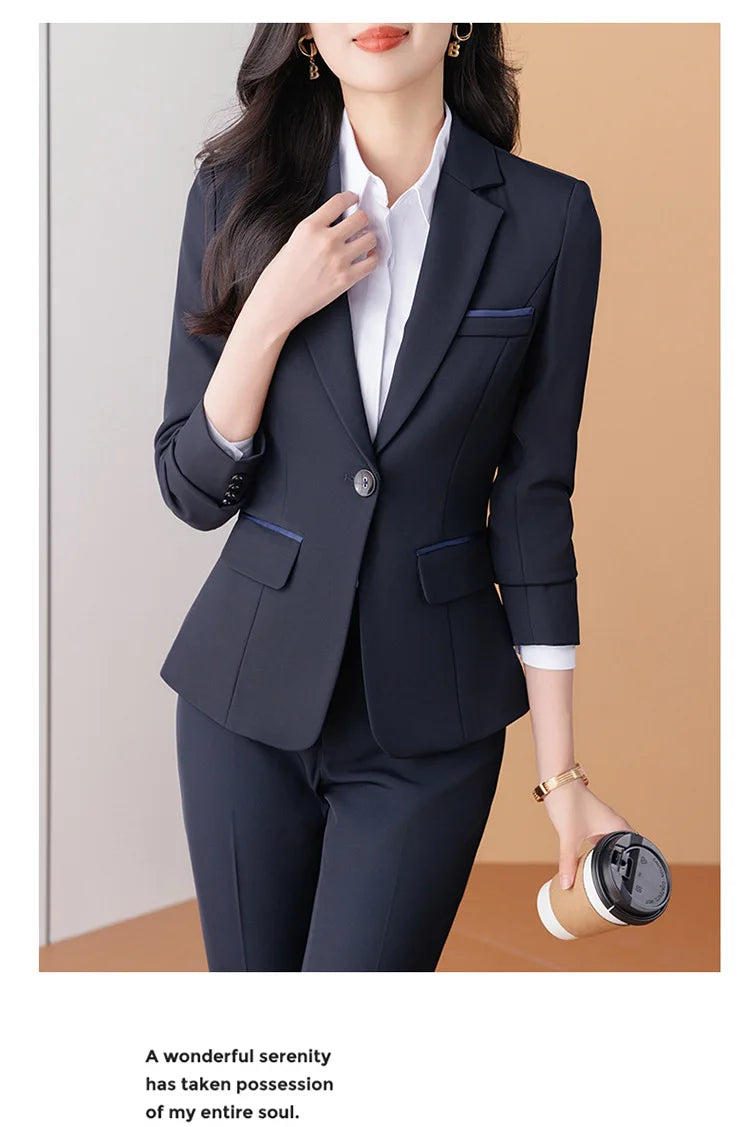 Business Formal Suit Set for Women College Students Job Interview Workwear Small Size Female Jacket Professional Top