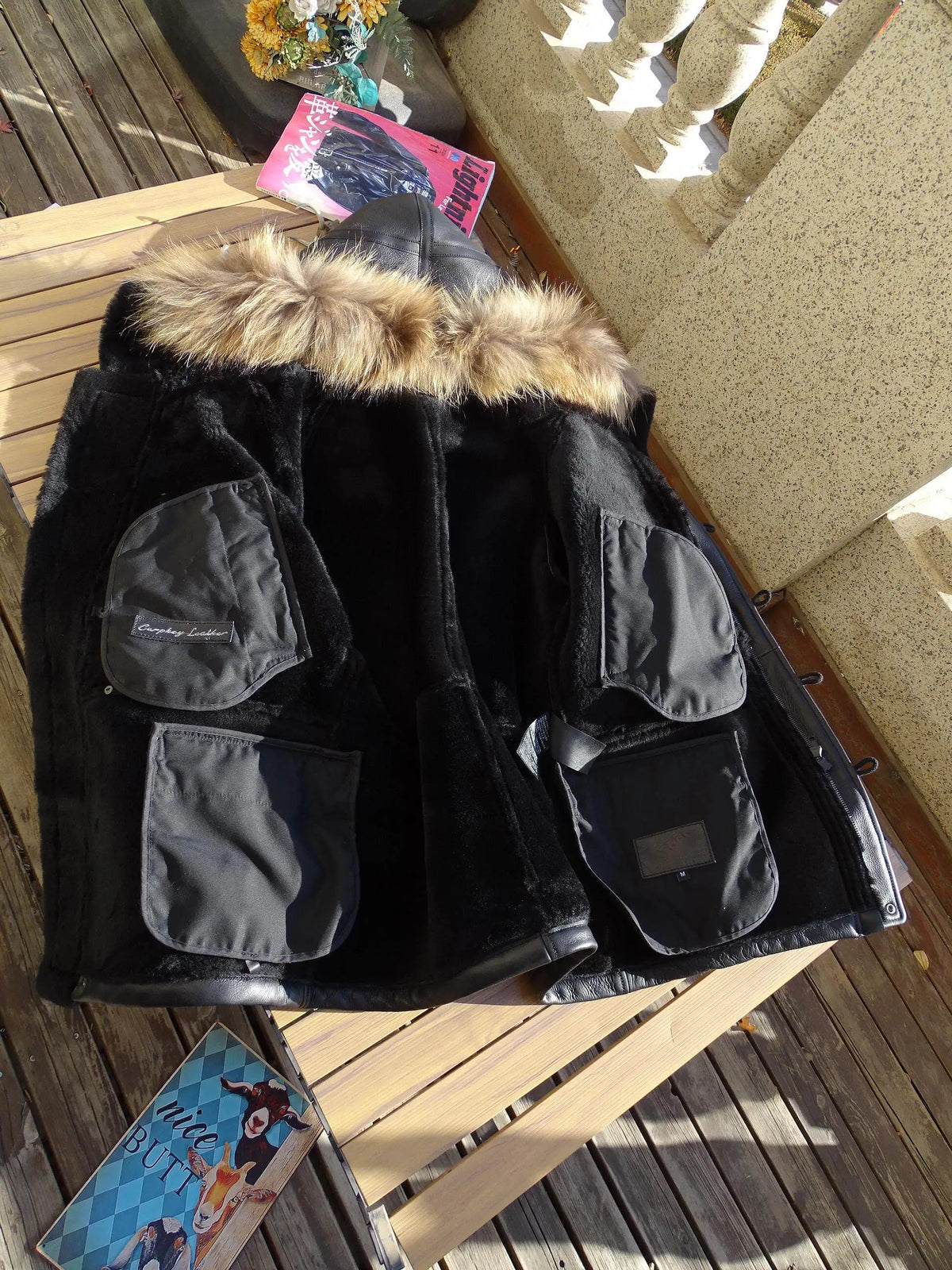 Black Winter Hooded Shearling Jacket Men Casual Style Plus Size 3XL Genuine Natural Thick Sheepskin Warm Single Breasted Coat