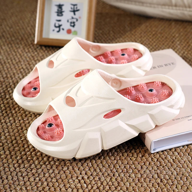 Women's Foot Massage Slippers Indoor Anti-Slip Pressure Plate Shoe Therapy Outdoor Health Cooling Sandals Comfortable Slip-On