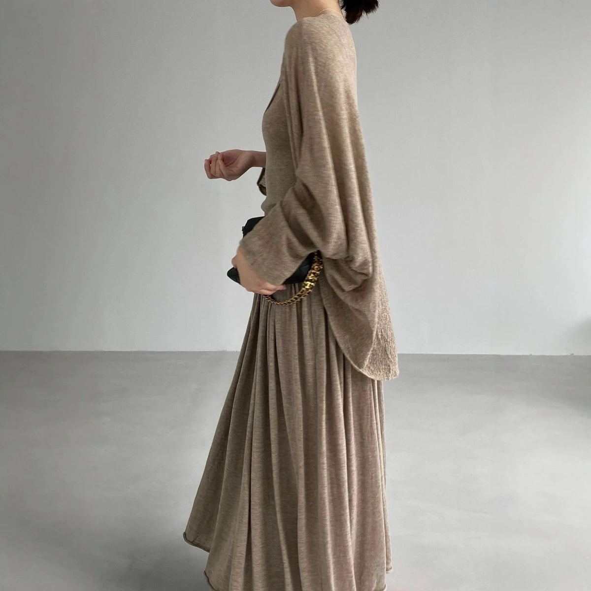 Loose Knitted Three-Piece Set V-Neck Sleeveless Top with Belt And Long Skirt Elegant Draped Feel Casual Wear for Women