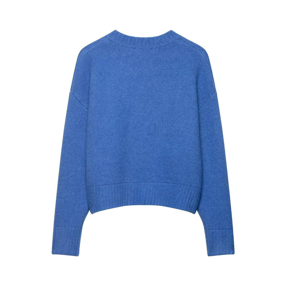 Loose Long Sleeve round Neck Knitted Sweater Women's Pure Color Single Button Autumn Winter New Style Comfortable Versatile K...