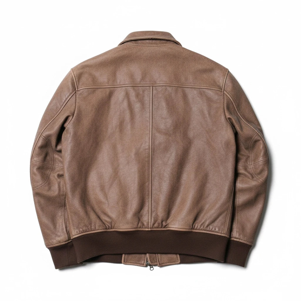 Light Brown Winter Leather Jacket Men Military Style Plus Size 5XL Genuine Natural Cowhide Turn-Down Collar Retro Flight Coat