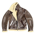 Dark Brown Winter Shearling Jacket Men Retro Style Plus Size 5XL Genuine Natural Thick Sheepskin B6 Bomber Flight Coat