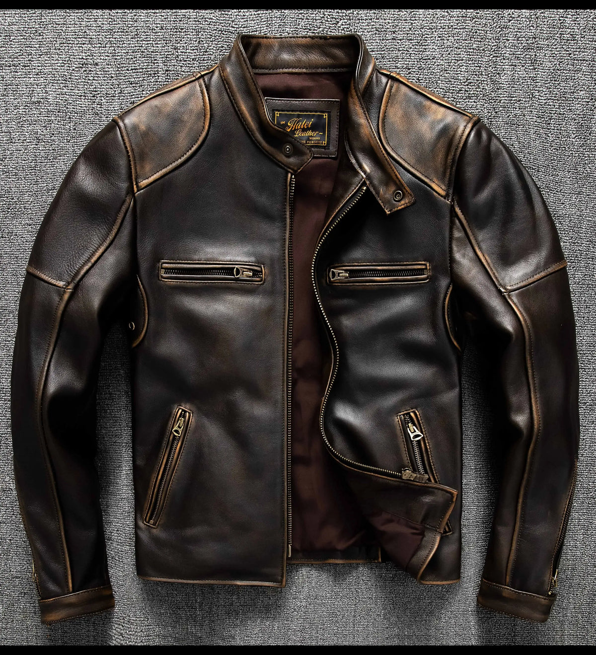 Dark Brown Autumn Leather Jacket Men Retro Style Plus Size 6XL Genuine Natural Cowhide Stand Collar J100 Motorcycle Sports Coat