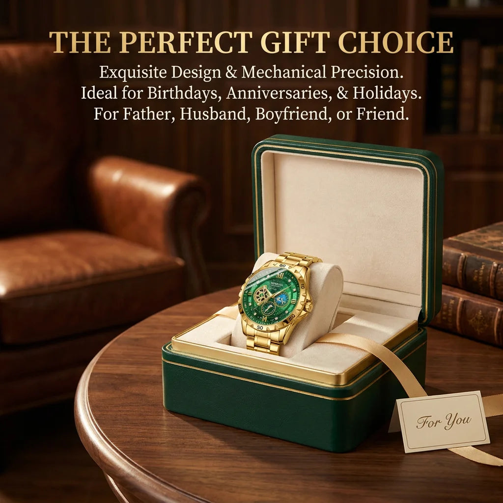 1Pcs Men's Green Dial Alloy Strap Vintage Fashion Classic Fashion Details Quartz Watch For Business Party Holiday