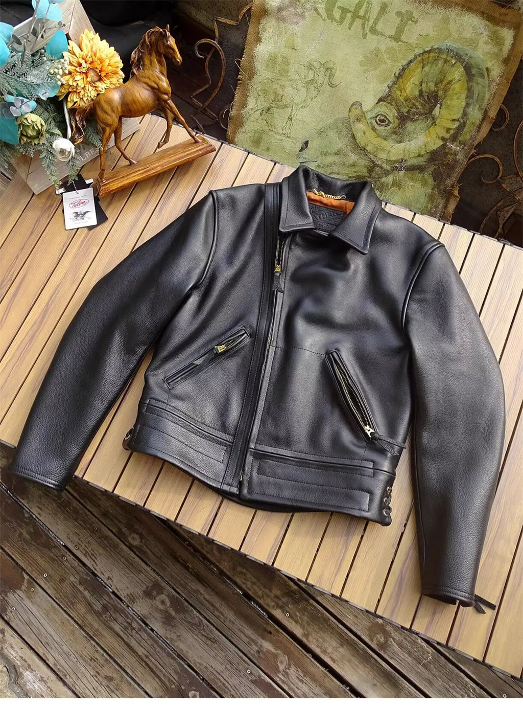 Black Winter Leather Jacket Men Sports Style Plus Size 5XL Genuine Natural Thick Cowhide Turn-Down Collar Mounted Police Coat