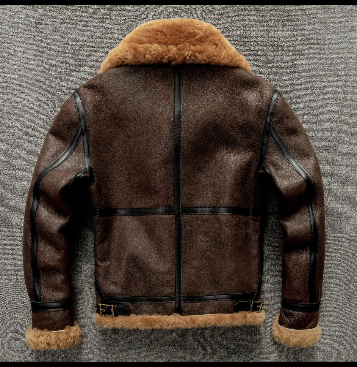 Brown Winter Shearling Jacket Men Retro Style Plus Size 5XL Genuine Natural Sheepskin Turn-Down Collar Thick Warm B3 Flight Coat