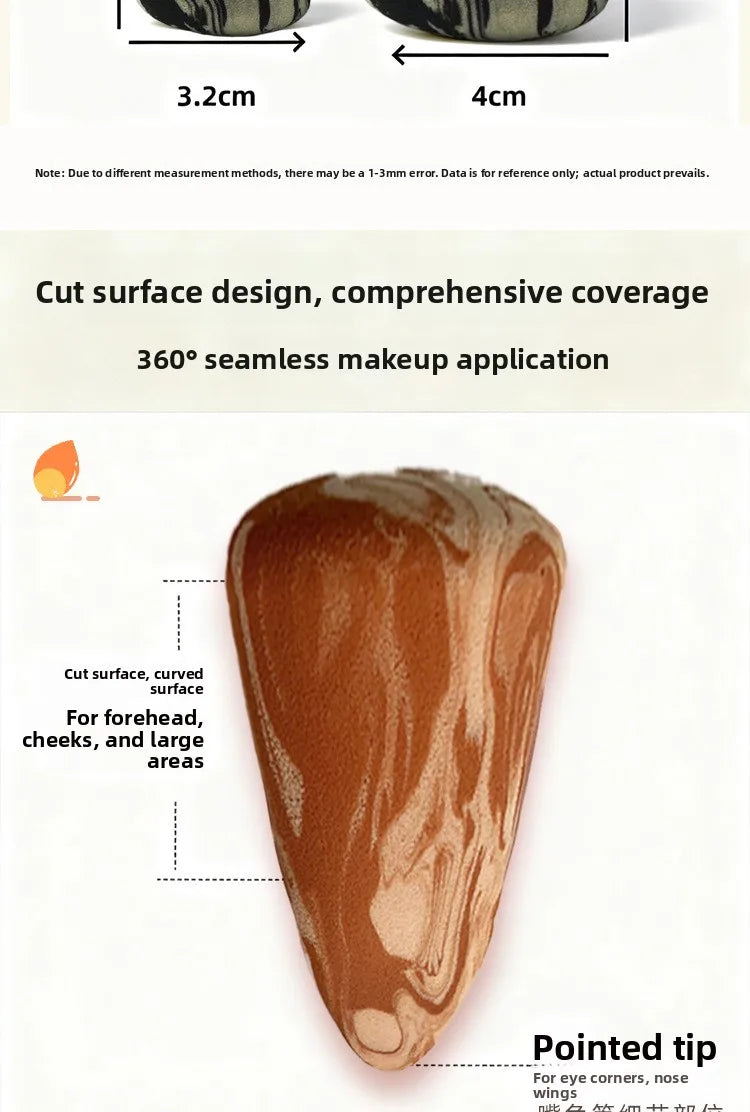 Water Activated Gradient Color Beauty Blender Tongue Shaped Makeup Sponge Dry Wet Use Dual Purpose Cosmetic Tool Non Latex
