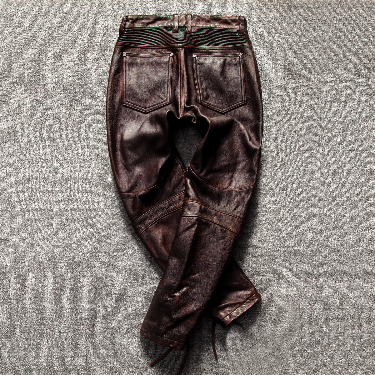 Red Brown Winter Leather Trousers Men Retro Vintage Style Plus Size 5XL Genuine Natural Cowhide Motorcycle Leather Pants