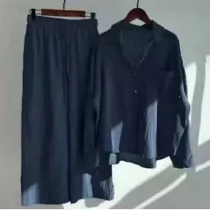 Retro Large Size Cotton Linen Shirt Set High Waist Loose Pants Two Piece Set Women's Clothing Casual Fashion Summer Season