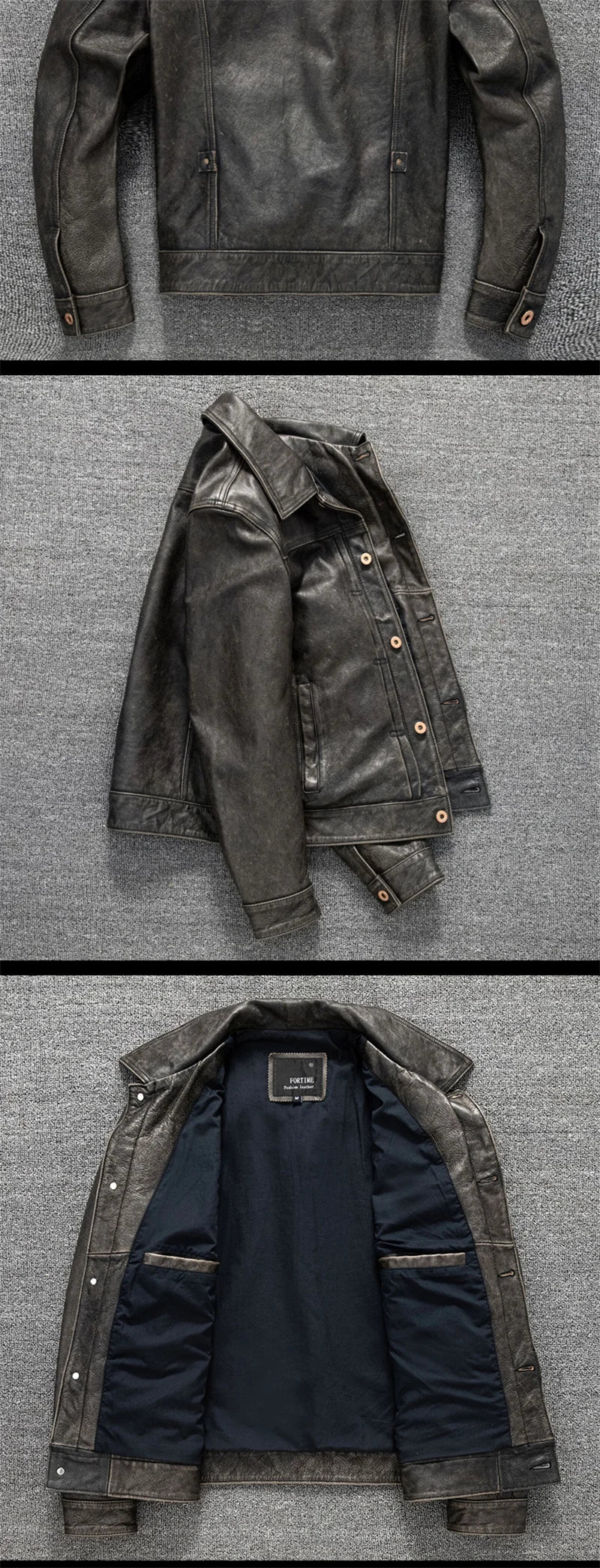 Black Spring Leather Jacket Men Vintage Style Plus Size 5XL Genuine Natural Cowhide Turn-Down Collar Single Breasted Coat