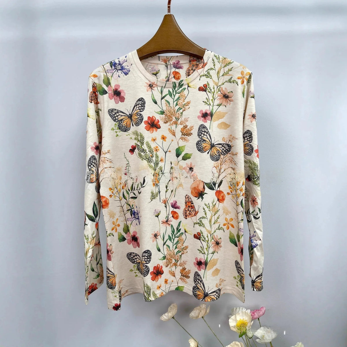 New Autumn Fashion Baby Cotton Long Sleeve T-Shirt All over Print Casual round Neck Elegant Loose Fit Versatile Comfortable