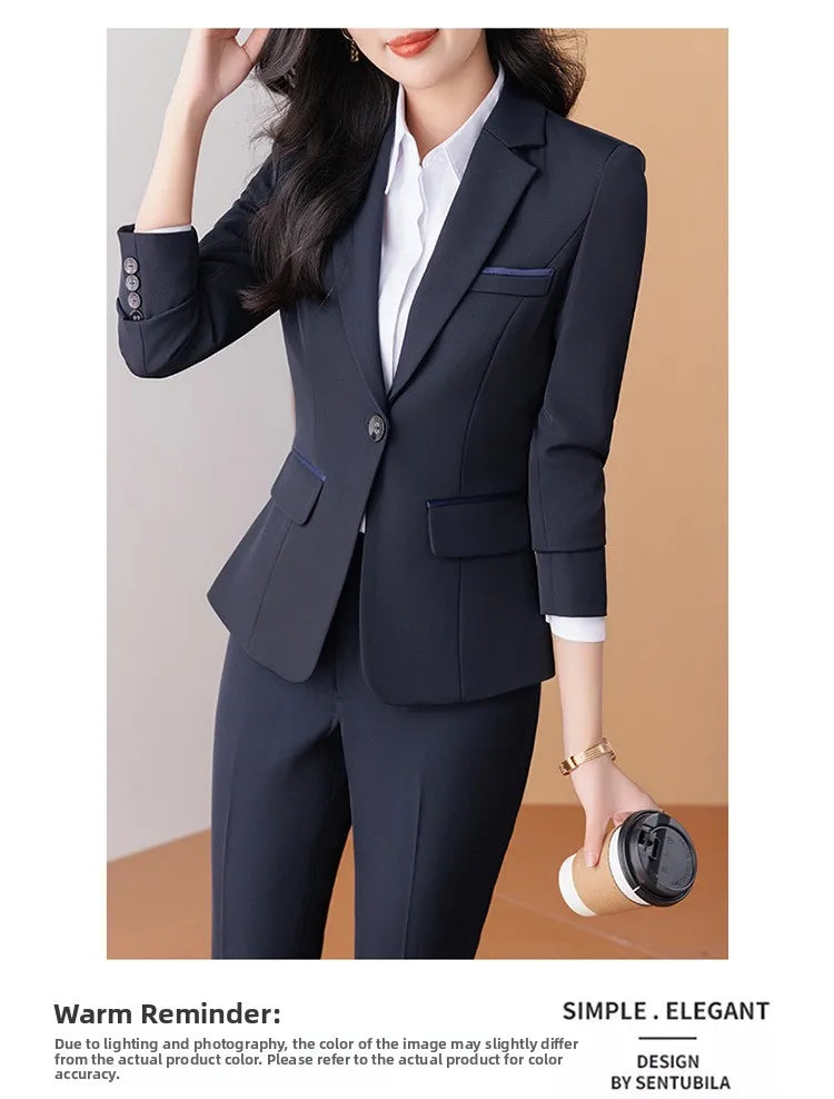 Business Formal Suit Set for Women College Students Job Interview Workwear Small Size Female Jacket Professional Top