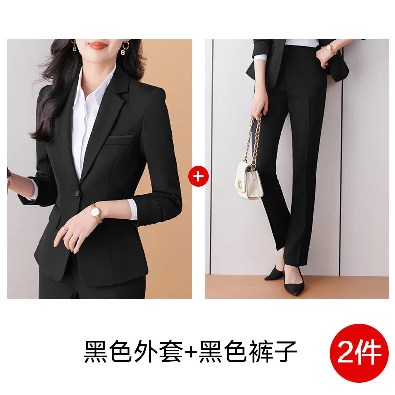 Business Formal Suit Set for Women College Students Job Interview Workwear Small Size Female Jacket Professional Top