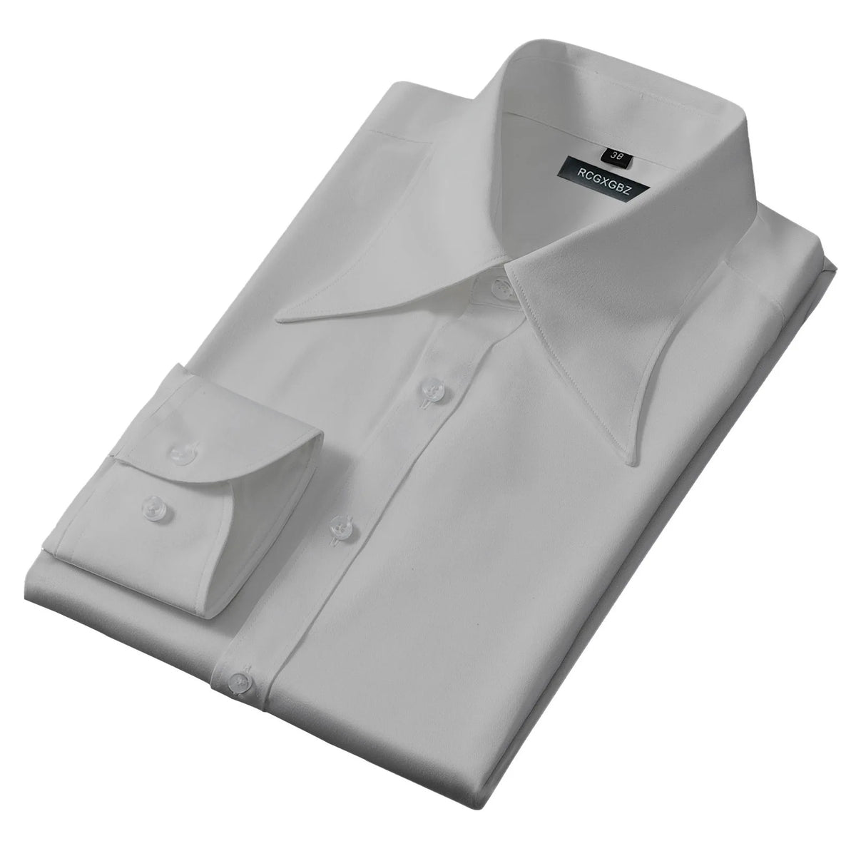 Men's Long Sleeve Business Shirt Fall Fashion French Style Big Collar Slim Fit Empire Collar Iron Free Breathable Machine Was...