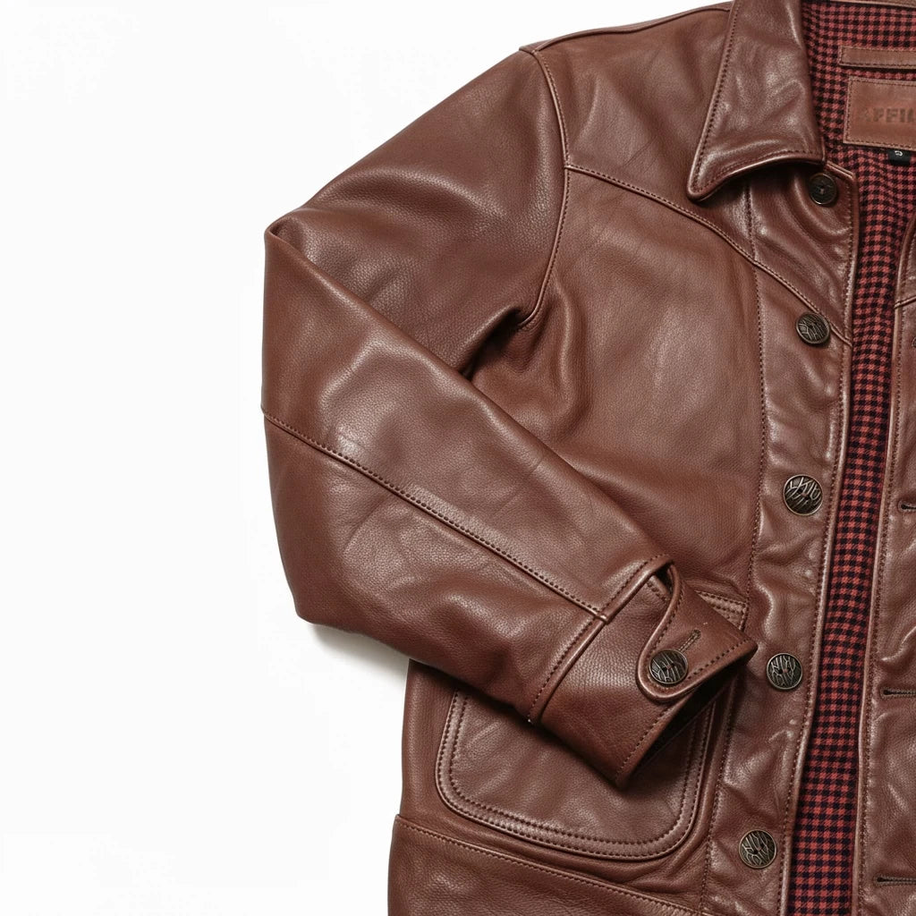 Genuine Natural Sheepskin Turn-Down Collar Single Breasted Coat Red Brown Spring Leather Jacket Men Retro Style Plus Size 4XL
