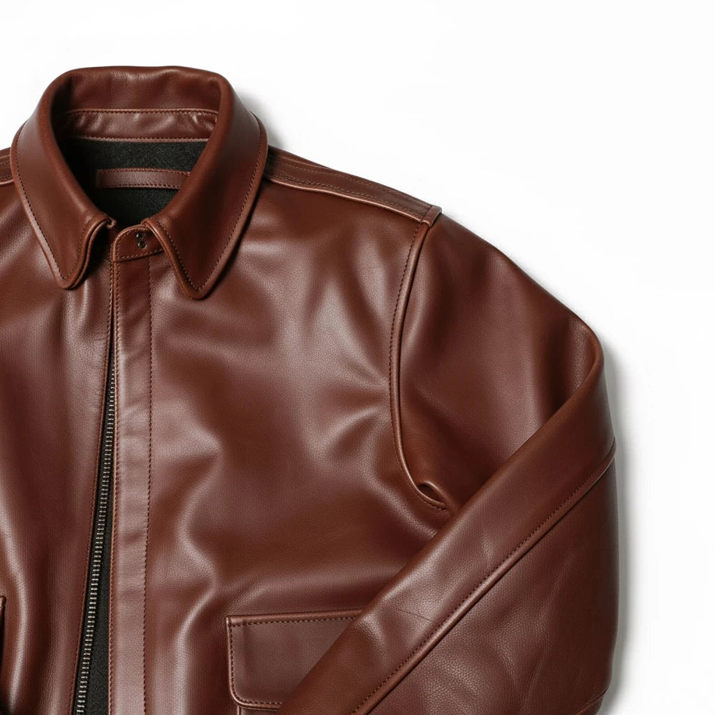Brown Winter Leather Jacket Men Military Style Plus Size 5XL Genuine Natural Cowhide Turn-Down Collar Retro A2 Flight Coat