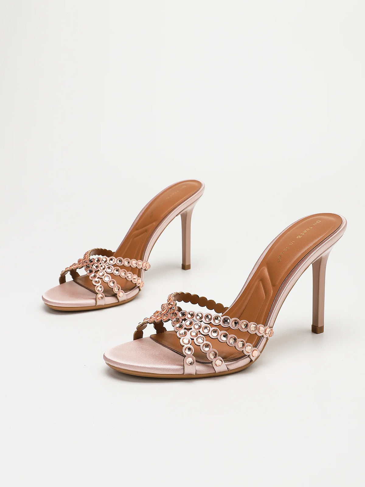 Fashionable Diamond Strap High Heels Sandals Women's Summer Party Shoes Fine Heel Versatile Elegant Ladies' Slip-On Slippers