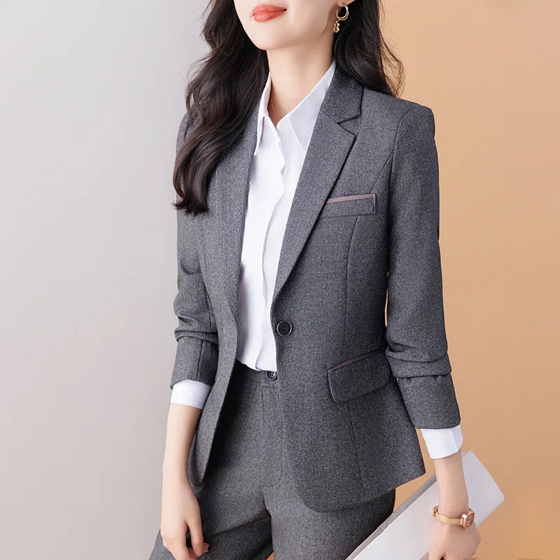 Business Formal Suit Set for Women College Students Job Interview Workwear Small Size Female Jacket Professional Top