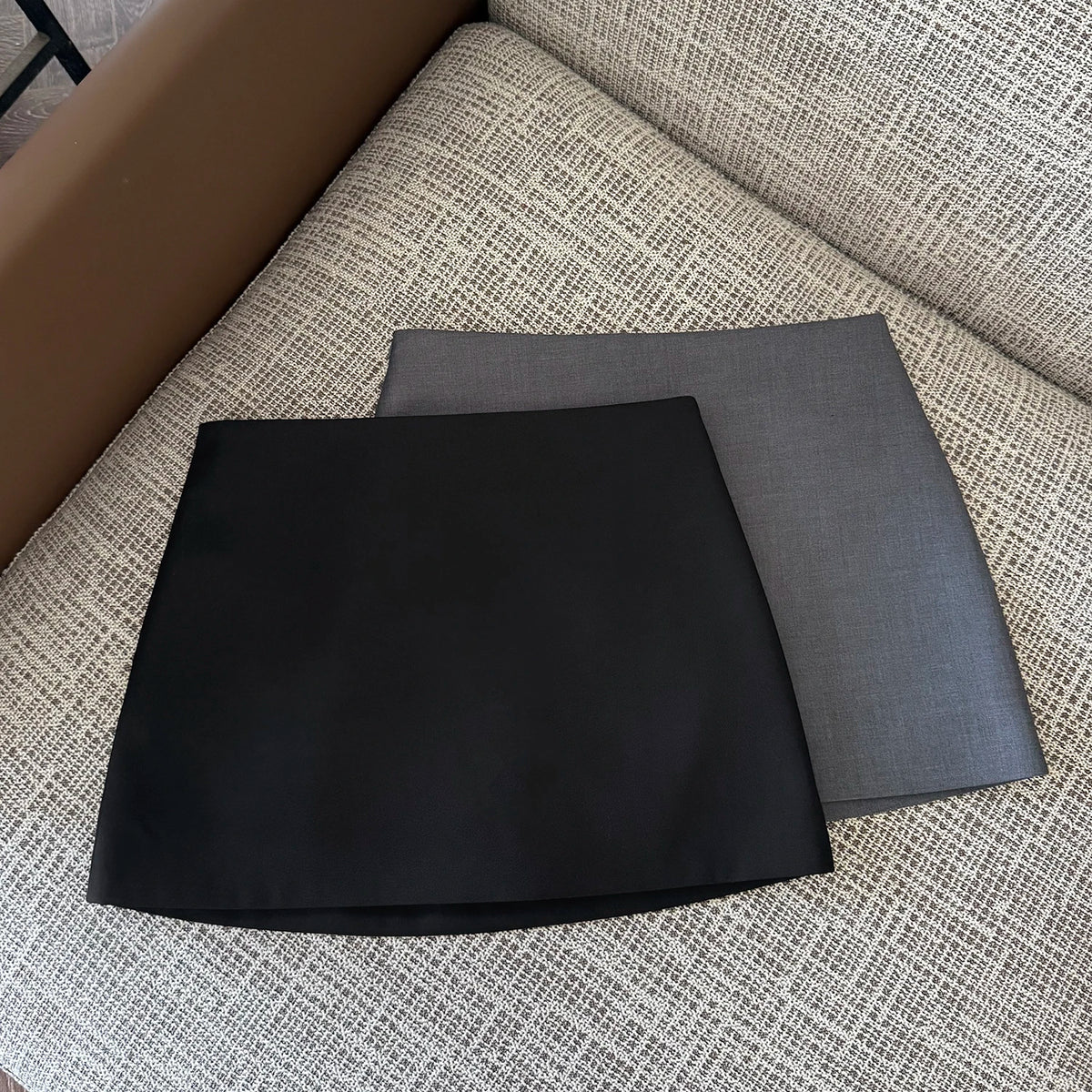 Gray Suit High Waist Short Skirt Women's Summer New Style Bodycon Mini Skirt Elegant Commute A-Line Polyester Polyester