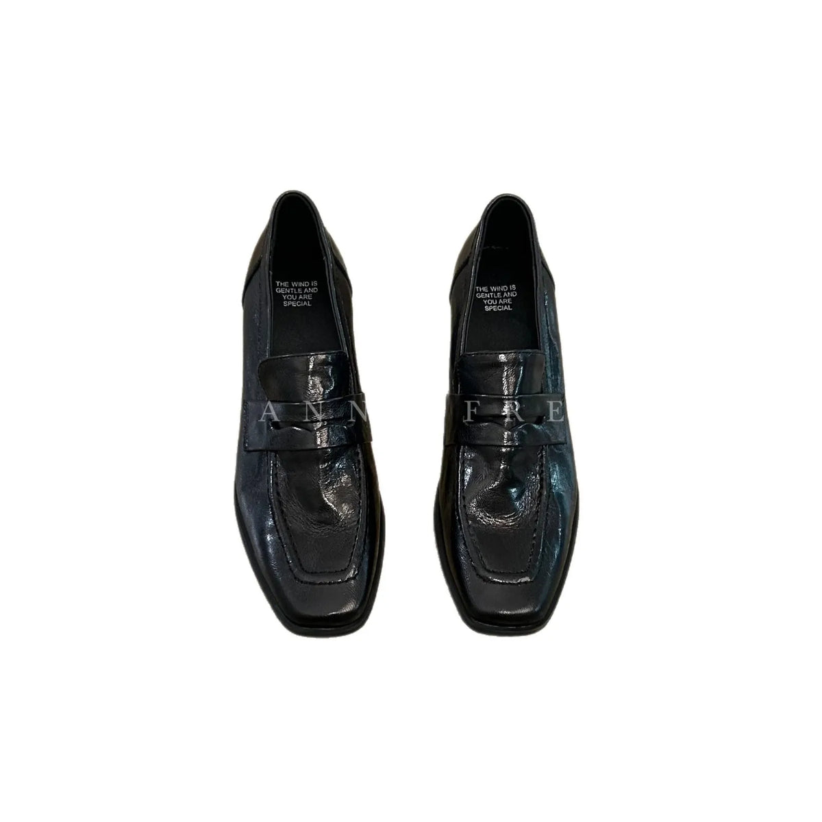 Trendy Work Shoes Women's Slip-On Loafers Artistic Style High Intelligence Sensation British Style Square Head Thick Heel Lea...