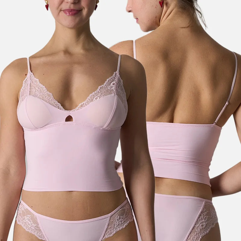 Adjustable Strap Lace Top Skin-friendly Ultra Elastic with Chest Pad Kardashian Style Streetwear Trend for Women in Spring