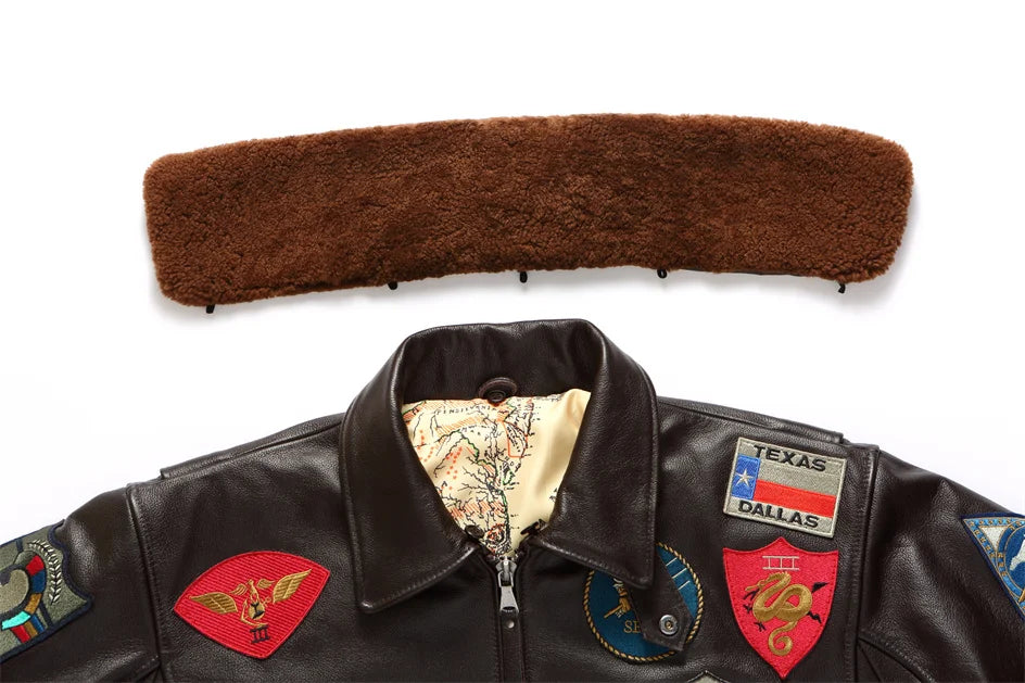 Black Winter Leather Jacket Men Retro Style Europe Size Genuine Natural Thick Cowhide Turn-Down Collar G1 Flight Coat