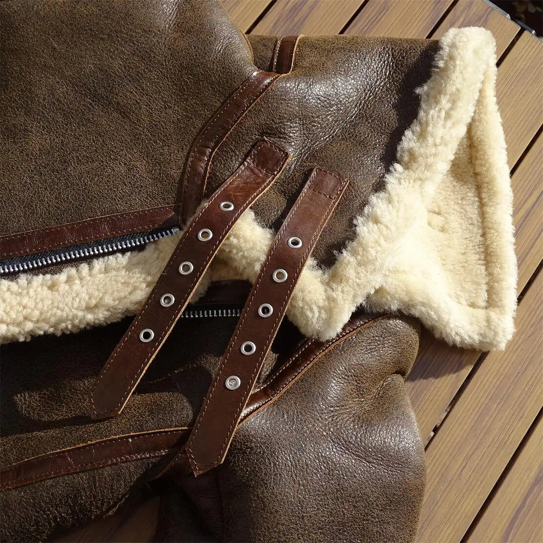 Dark Brown Winter Shearling Jacket Men Retro Style Plus Size 4XL Genuine Natural Thick Sheepskin Turn-Down Collar Flight Coat