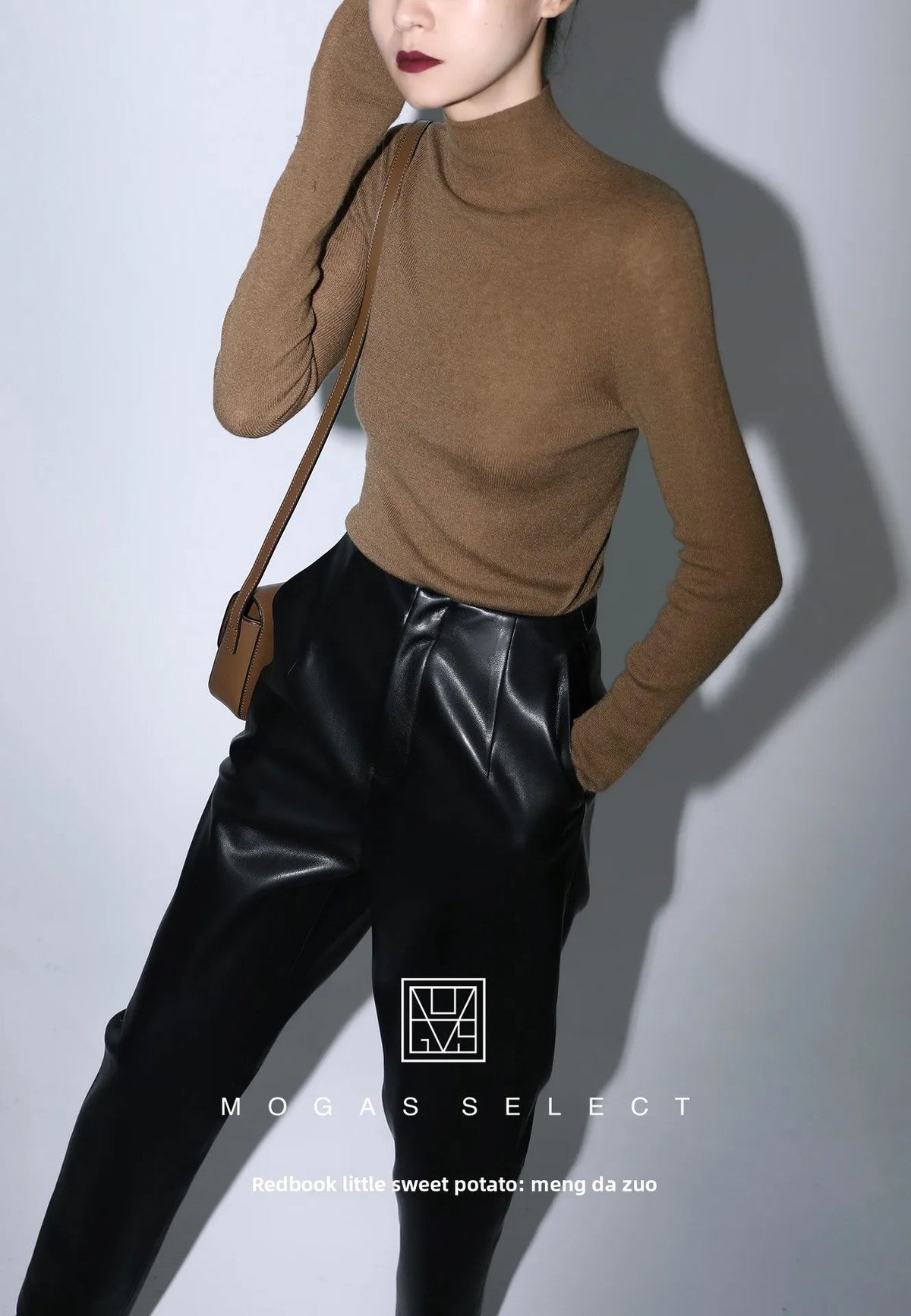 Mogas Luxury Cashmere Silk Seamless One-Shoulder Knitted Sweater Women's Autumn Winter Base Layer Fashionable Business Commut...