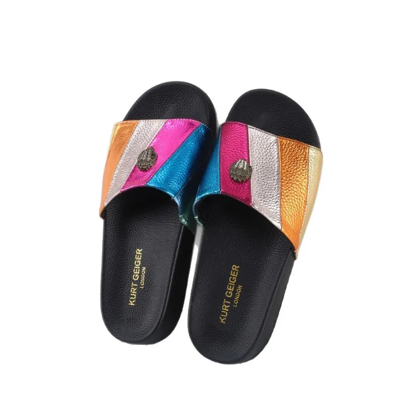 Colorful Eagle Head Slippers Large Size Thick Bottom Beach Women's Sandals Comfortable Breathable Summer Slip-On Shoes