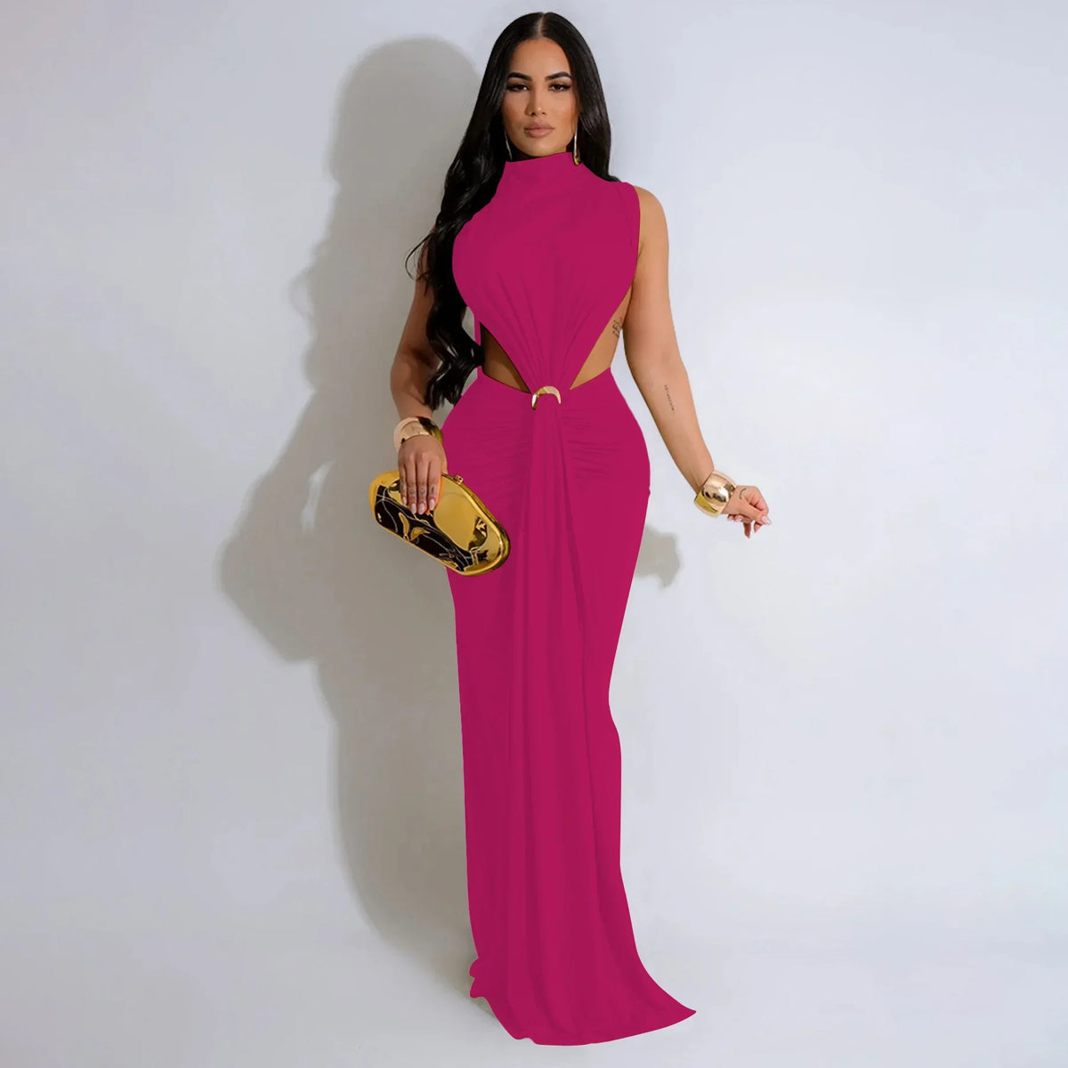 K10772 Women's Fashionable Sexy Side Slit Sleeveless Dress Amazon Cross-Border Dress European And American Style Gown Skirt