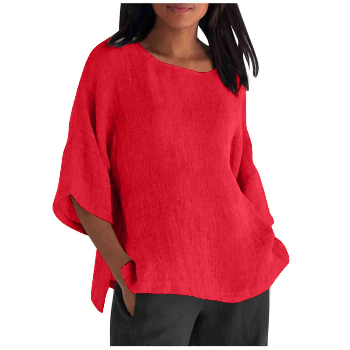 Hot Sale Of The Seasonwish Eaby Women's Cotton Linen Shirt round Neck Short Sleeve 25 Colors Casual Loose Fit Street Style Su...