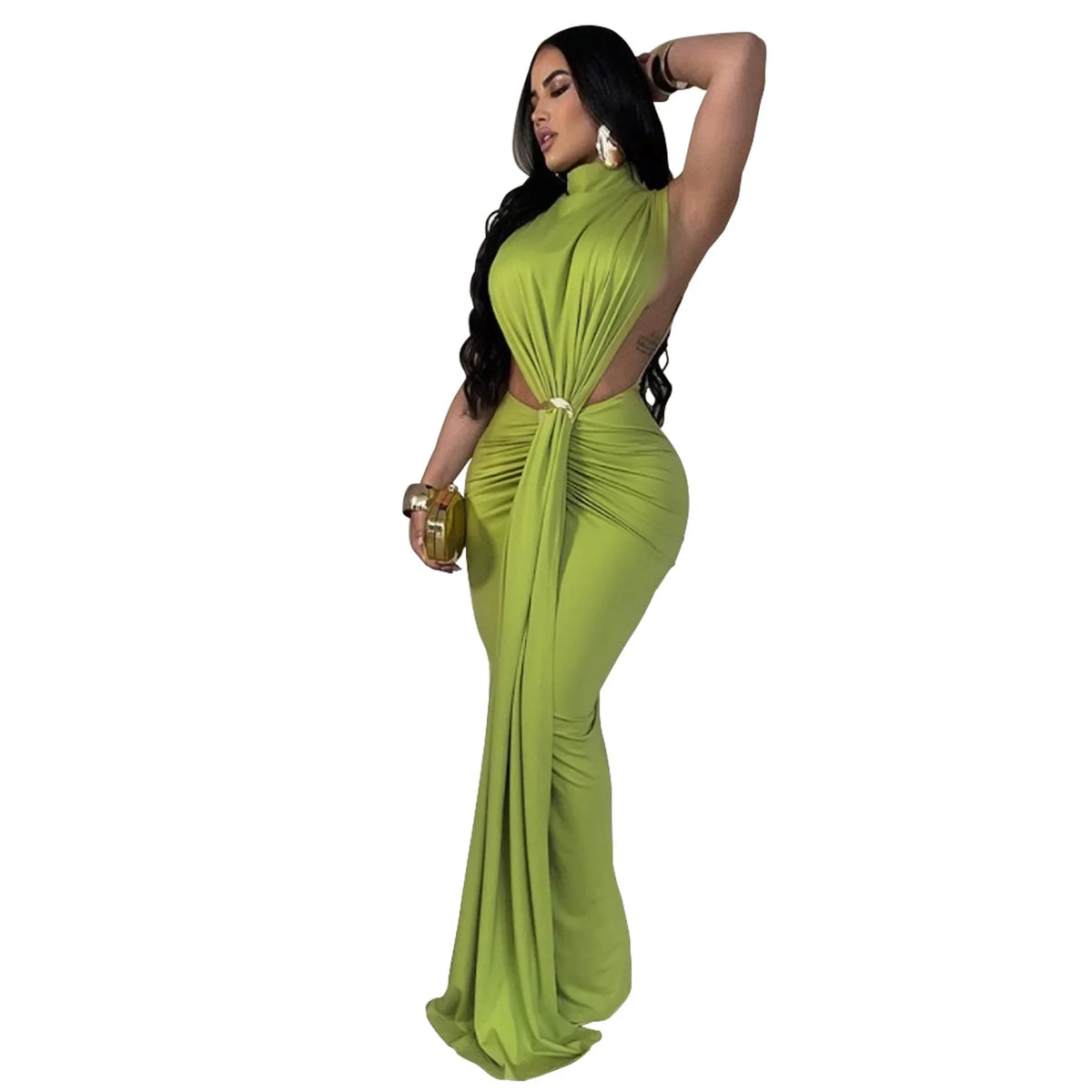K10772 Women's Fashionable Sexy Side Slit Sleeveless Dress Amazon Cross-Border Dress European And American Style Gown Skirt