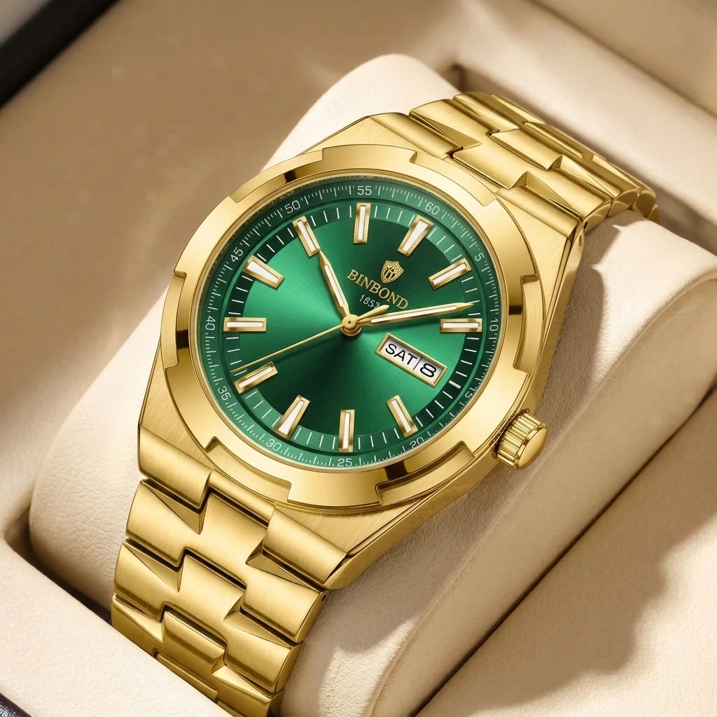 1pc Fashion Metal Strap Watch, Simple and Elegant Dial, with Date and Day Display, Daily Versatile Trend