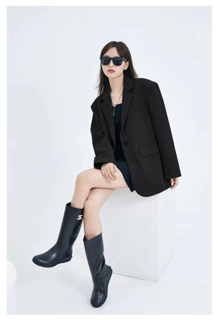 Casual Loose Women's Blazer Spring 2026 New Style Commute Fashionable Polyester Long Sleeve Single Button Patchwork Blazer