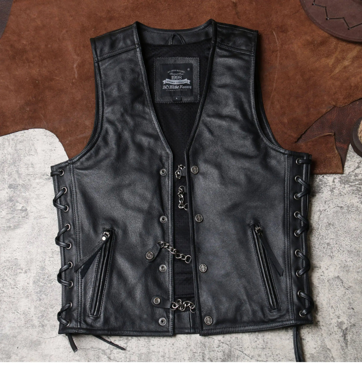 White Spring Leather Vest Men Sports Style Plus Size 4XL Genuine Natural Thick Cowhide Slim Fit Single Breasted Chain Vest
