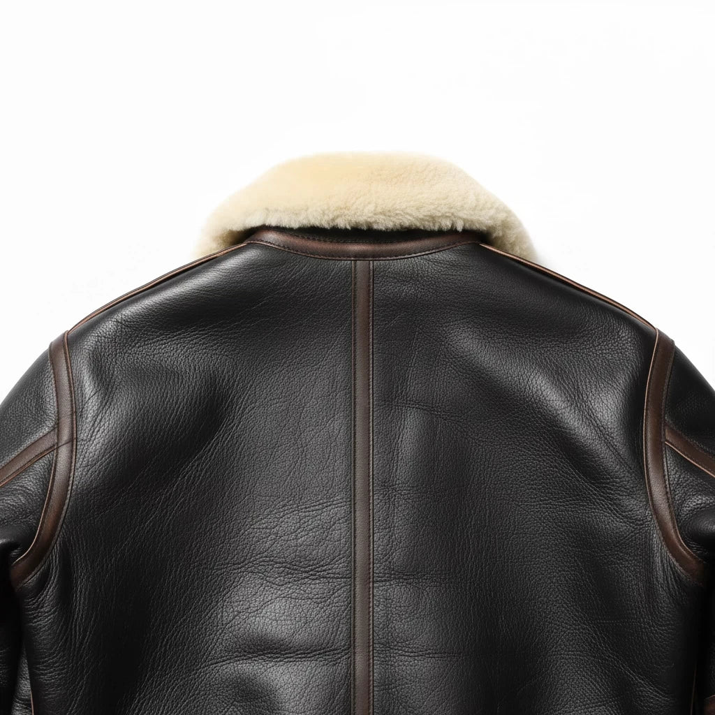 Black Winter Shearling Jacket Men Military Style Plus Size 4XL Genuine Natural Thick Sheepskin Turn-Down Collar A2 Flight Coat