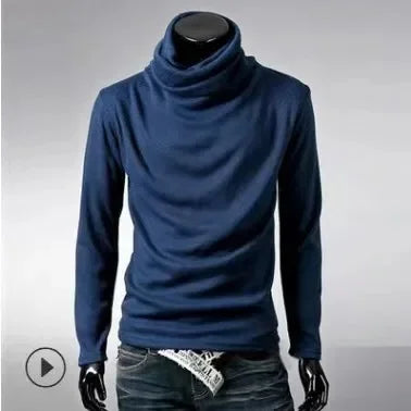 Fashionable Long Sleeve Men's T-Shirt Slim Fit Base Layer Shirt Trendy Collared Top for Casual Occasions Winter Wear