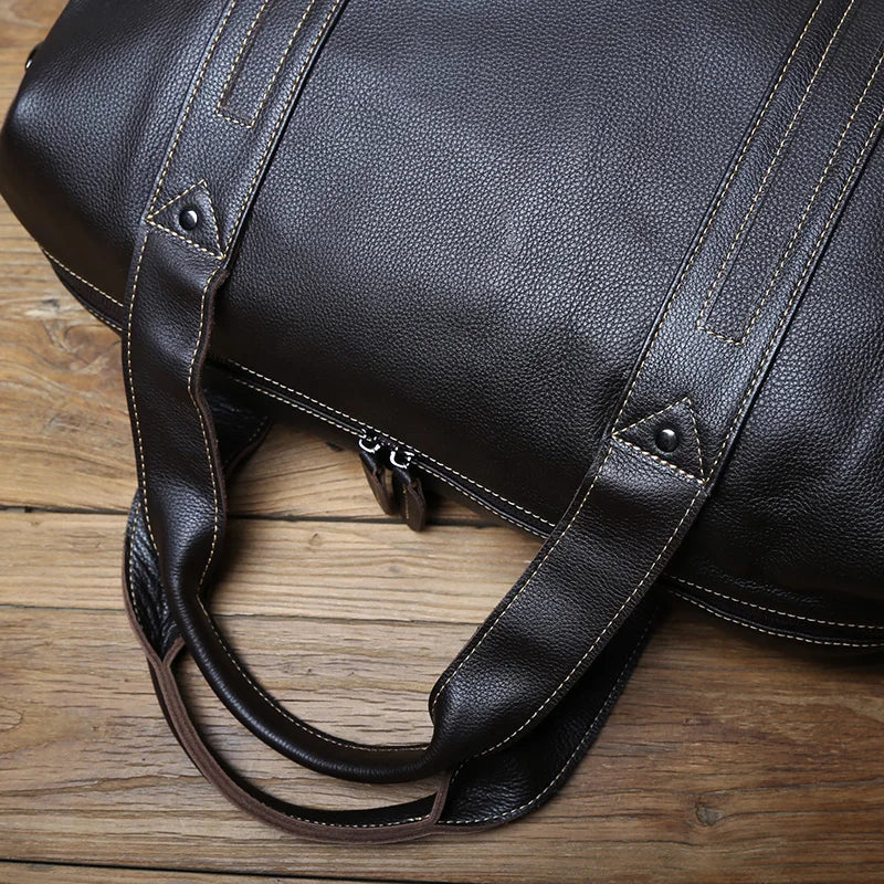 NZPJ Vintage Leather Men Travel Bag Natural Cowhide Handbag Casual Shoulder Messenger Computer  Bag Large Capacity Luggage Bag