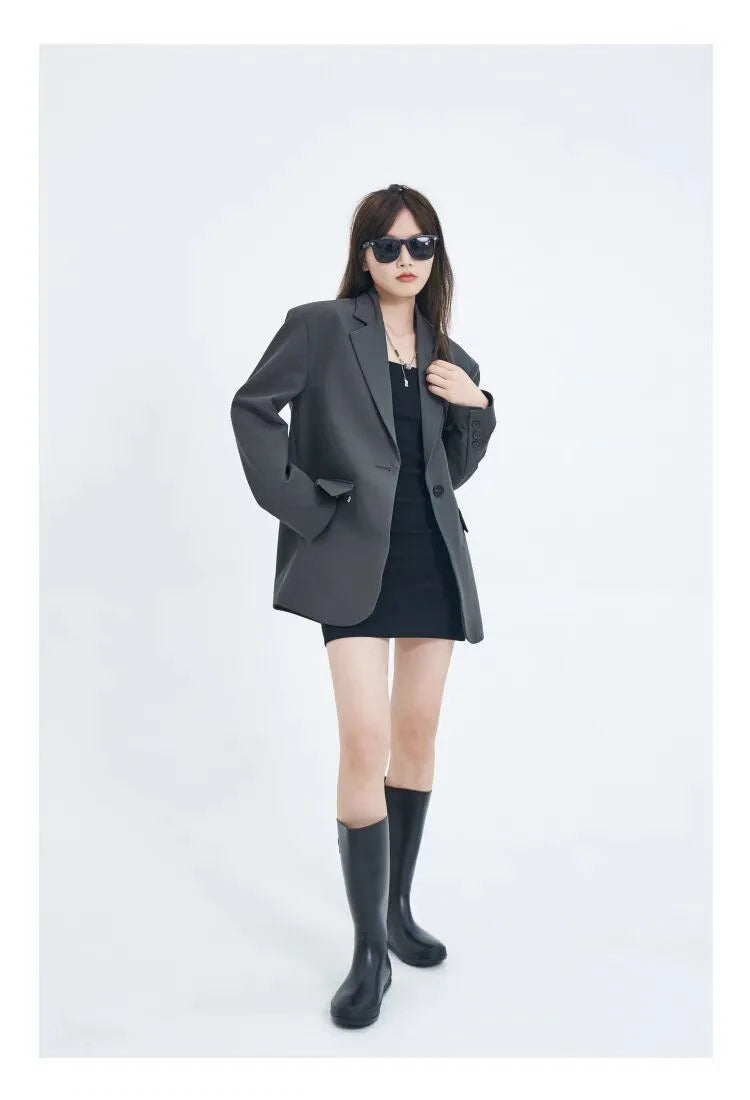 Casual Loose Women's Blazer Spring 2026 New Style Commute Fashionable Polyester Long Sleeve Single Button Patchwork Blazer