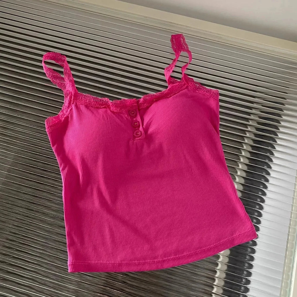plus Size Lace Insert Camisole Tank Top with Chest Pad Inner Wear Outerwear Design Sense Bottoming Vest Big Size Women