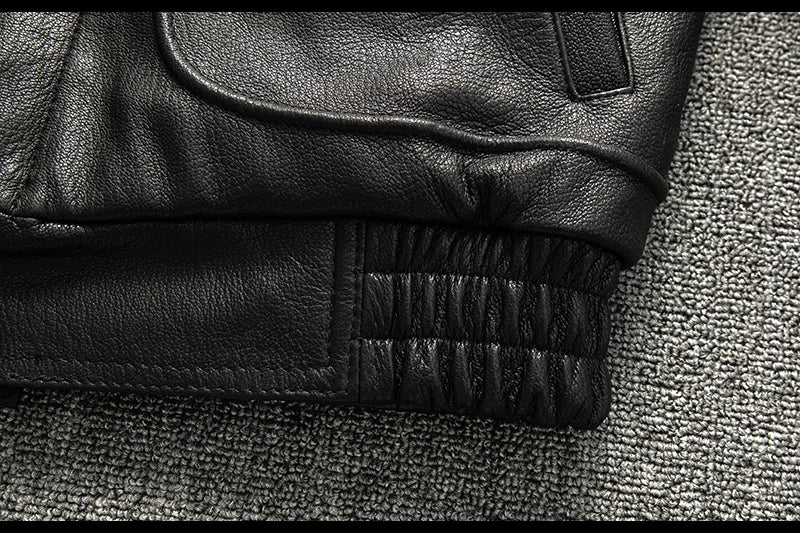Black Winter Leather Jacket Men Retro Style Plus Size 5XL Genuine Natural Sheepskin Turn-down Collar Loose Casual Leather Coat