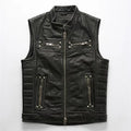 Red Brown Spring Leather Vest Men Retro Style Plus Size 4XL Genuine Natural Cowhide Stand Collar Motorcycle Sports Rivets Vest