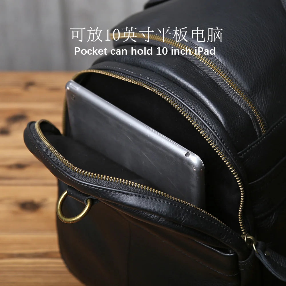 Retro Men's Hand Luggage Bag Leather Travel Bag Top Layer Cowhide Large Capacity One Shoulder Messenger Bag Casual Laptop NZPJ