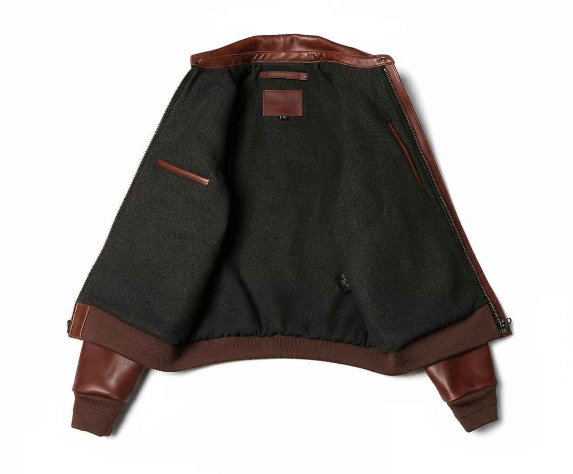 Brown Winter Leather Jacket Men Military Style Plus Size 5XL Genuine Natural Cowhide Turn-Down Collar Retro A2 Flight Coat