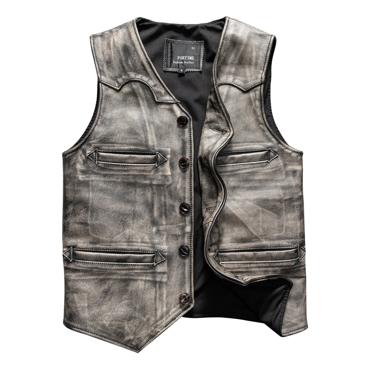 Retro Grey Four Seasons Leather Vest Men Vintage Style Plus Size 5XL Genuine Natural Cowhide Short Single Breasted Vest