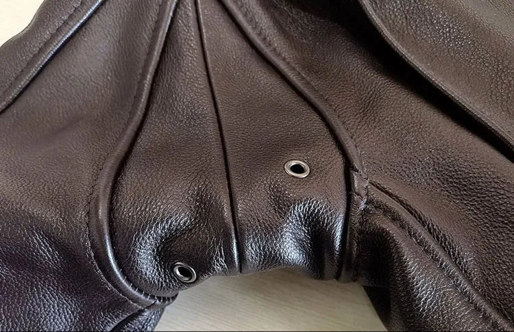 Dark Brown Autumn Leather Jacket Women Retro Style Plus Size 3XL Genuine Natural Cowhide Wool Collar Military G1 Flight Coat