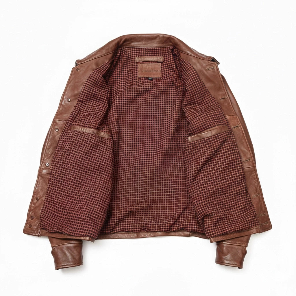 Genuine Natural Sheepskin Turn-Down Collar Single Breasted Coat Red Brown Spring Leather Jacket Men Retro Style Plus Size 4XL