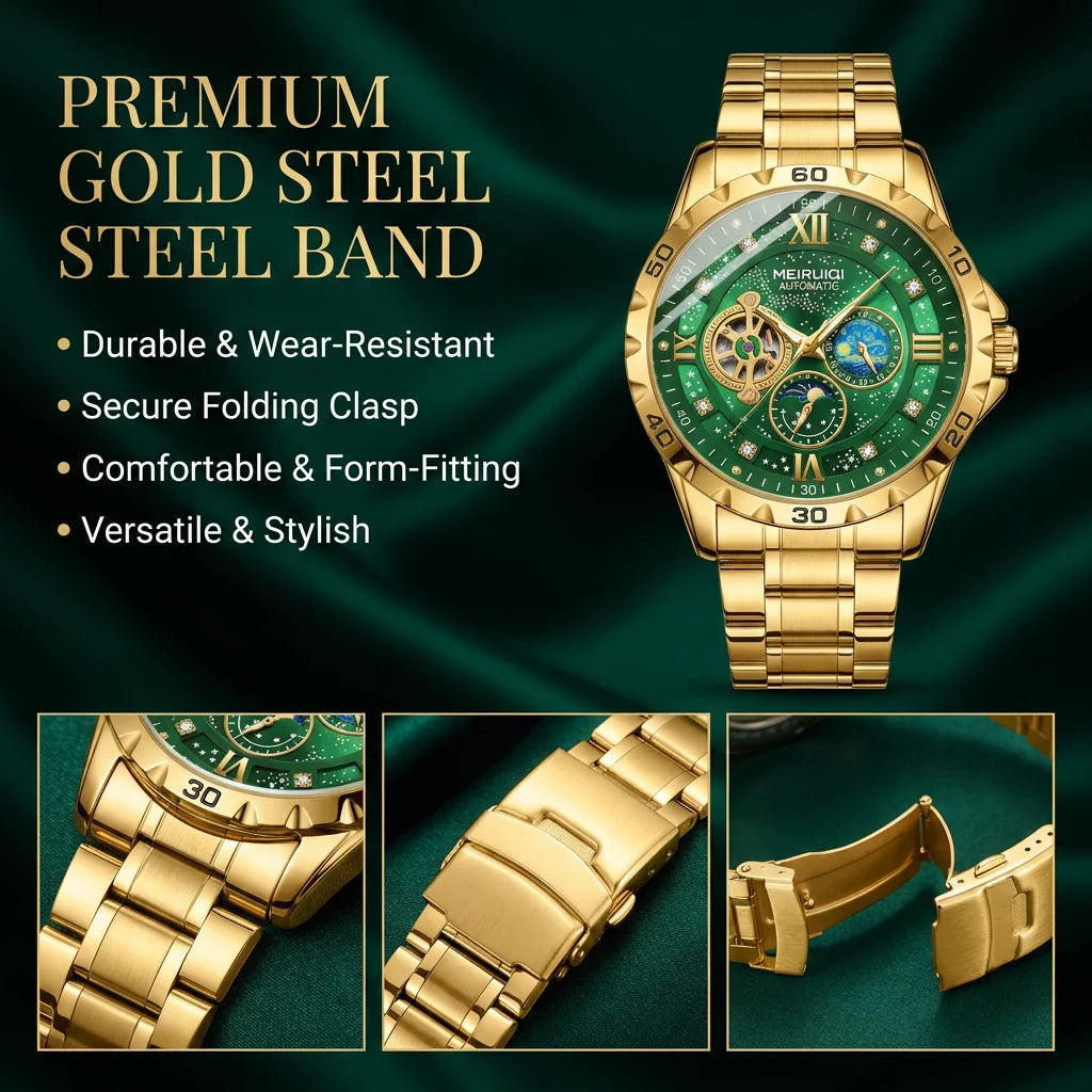 1Pcs Men's Green Dial Alloy Strap Vintage Fashion Classic Fashion Details Quartz Watch For Business Party Holiday