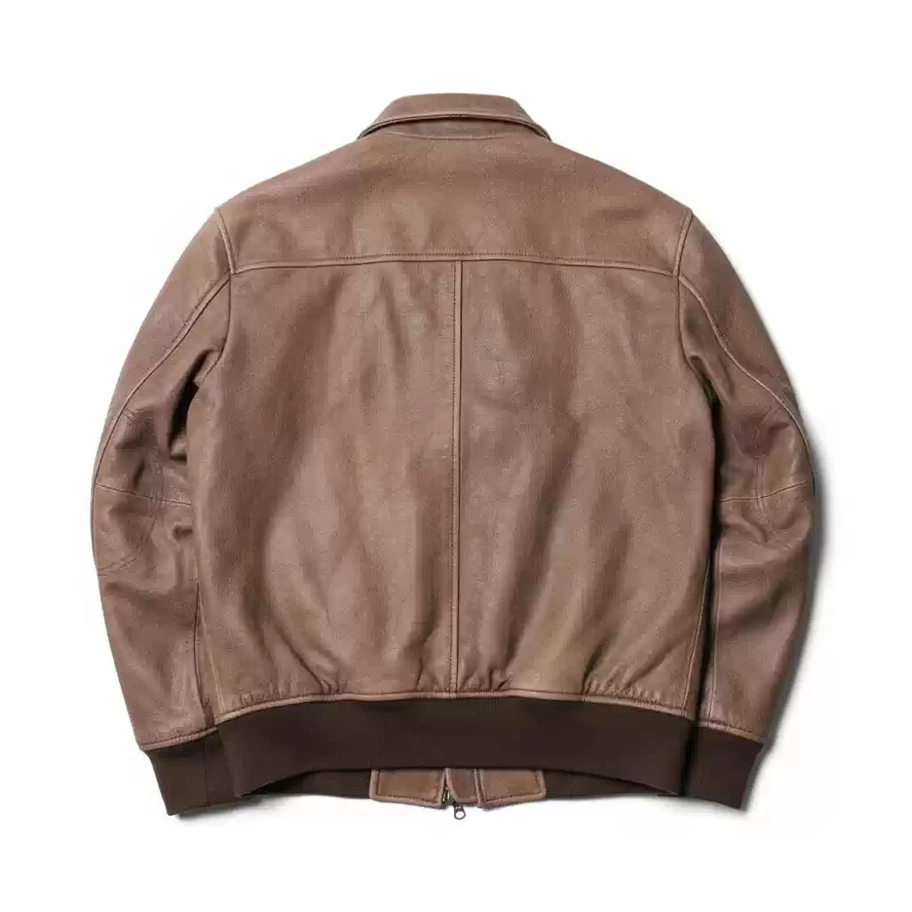 Light Brown Winter Leather Jacket Men Military Style Plus Size 5XL Genuine Natural Cowhide Turn-Down Collar Retro Flight Coat